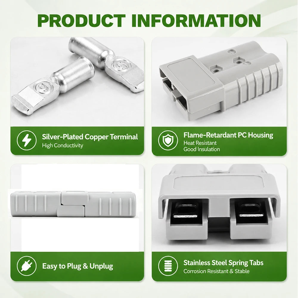 50A 2/4PCS Battery Quick Connect Disconnect Connector Plug with Panel Mount & Waterproof Dust Cove for RV Truck Winch