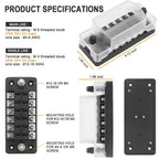 6 Ways Blade Fuse Block With Cover 6 Circuit Fuse Holder Fuse Block w/Negative Bus12-24V Car Boat Fuse Box Holder