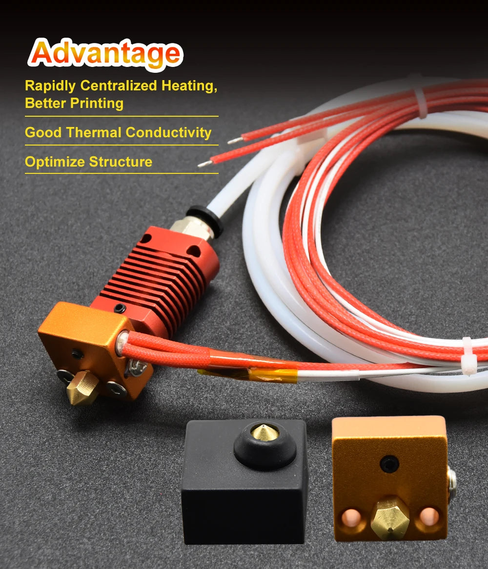 Ender 3 Metal J-Head CR10 MK8 Hotend Extruder Kit Heat Block Nozzle Heater Thermistor for CR10s Pro Ender3 V2 Ender 5 3D Printer