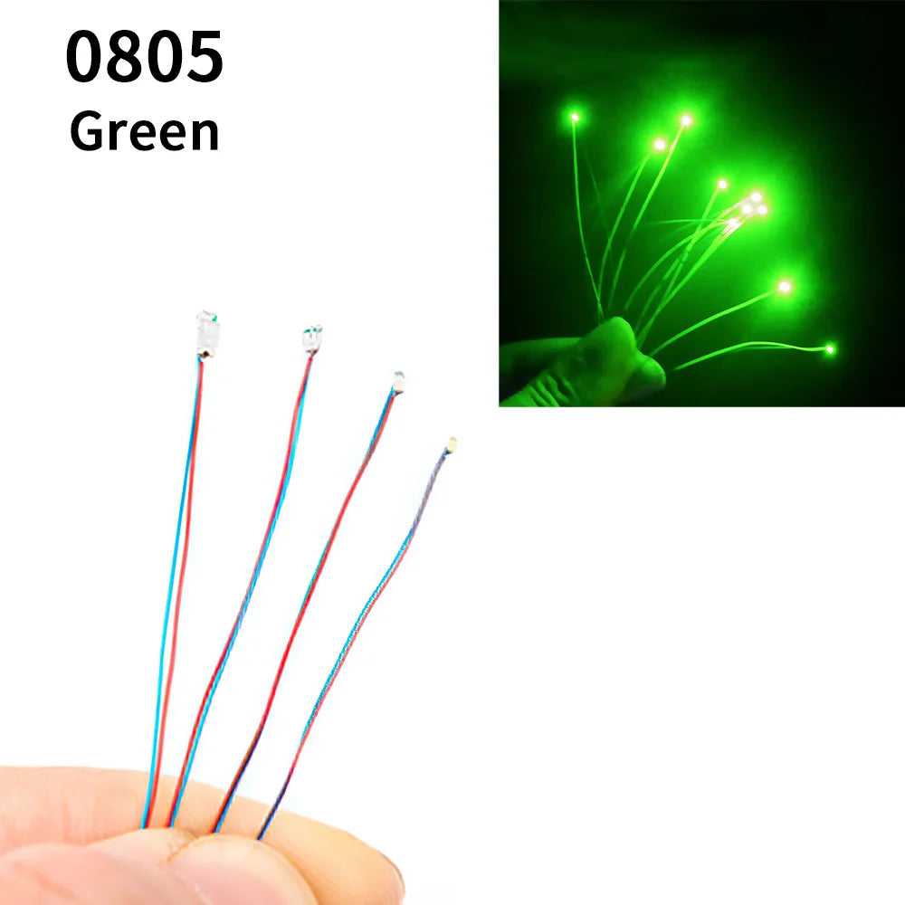 10pcs/Bag 0805 1206 SMD Lamp Wired Micro Litz Led Pre-Soldered Chip Wired 3V Railway Model Toy Light DIY Leads Wires 30cm