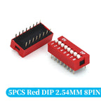 5PCS Slide Type Switch Module 1 2 3 4 5 6 7 8 10PIN /1.27/2.54mm Position Way DIP/SMD Pitch Toggle Switch Blue Snap Switch Dial