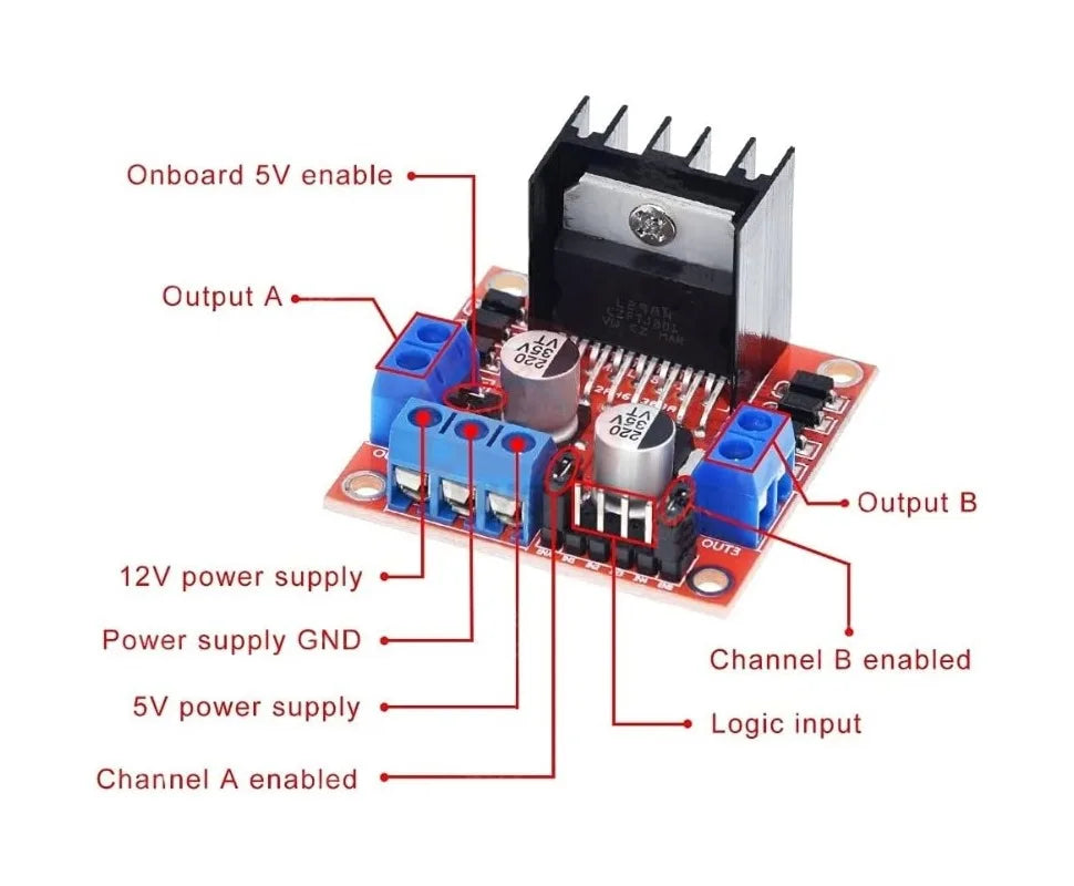 5/10PCS L298N DC Motor Driver Module L298N Stepper Motor Smart Car Robot Accessory High Power L298 DC Motor Driver for Arduino