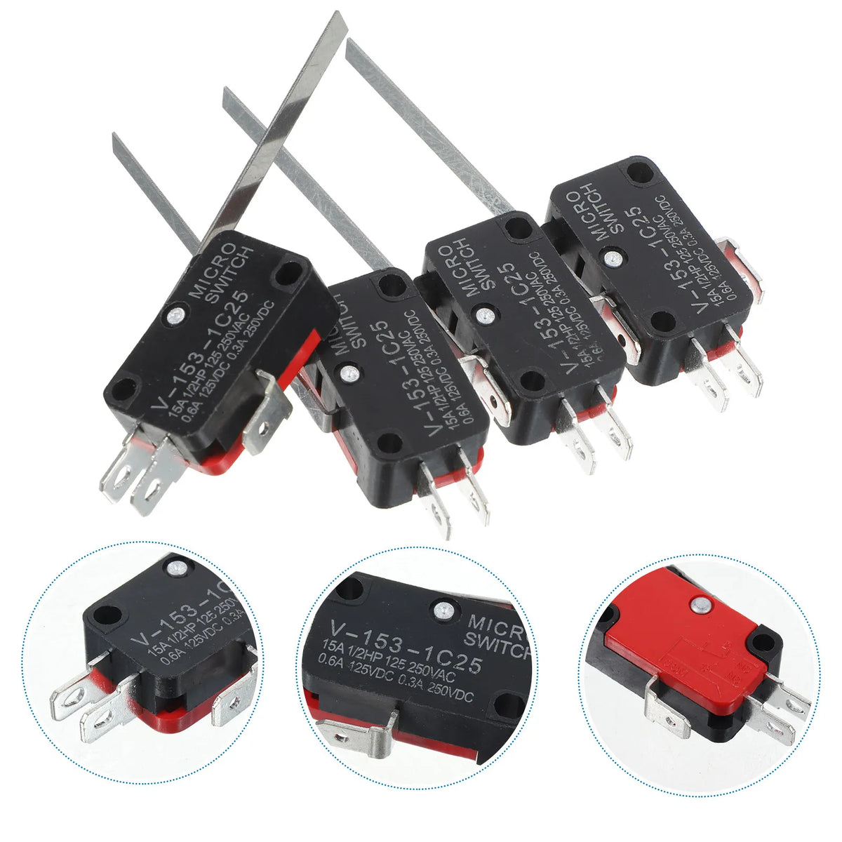 4Pcs Limit Switches Micro Type Long Hinge Lever Pin Plastic Package Waterproof Momentary Push Button for Home Appliances Audio