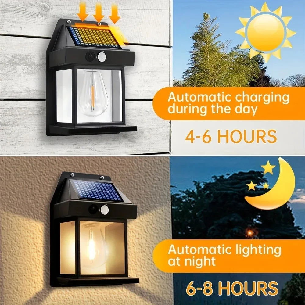 Solar Wall Lights Outdoor Tungsten Waterproof Wireless Motion Sensor Security Lamps Dusk to Dawn Lighting for Garden 1~8PCS 2026