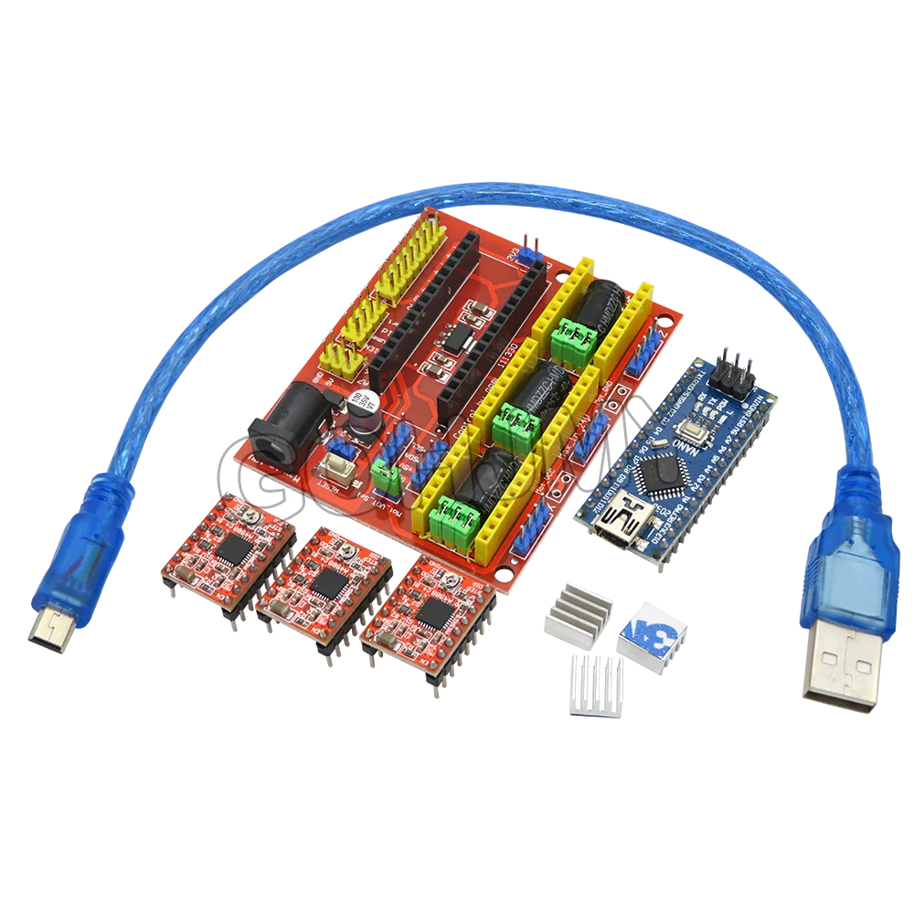 CNC Shield DRV8825 V3 V4 Engraving Machine 3D Printer/ A4988 Driver Expansion Board For Arduino + NANO 3.0 UNO R3 With USB Cable