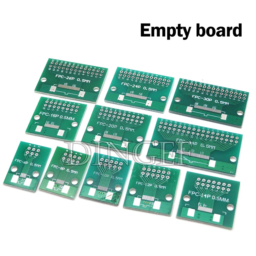 0.5mm 1.0mm pitch Connector SMT Adapter to 2.54mm hole FPC FFC Cable Welded board With Pin / Empty Board 6P 8P 10P 12P 20P 24P