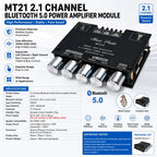 MT21 2.1 Channel Bluetooth 5.0 Digital Amplifier Module 100W+50W+50W Subwoofer Audio Board Treble Bass Adjustment AUX Input for Speaker DIY