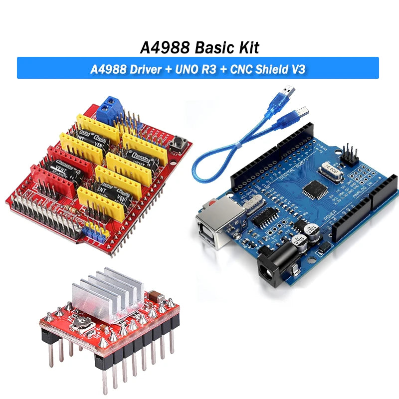 A4988 DRV8825 TMC2209 TMC2209 V20 Driver Kit with UNO R3 and CNC Shield V3 for CNC Machine and 3D Printer Optional Limit Switch