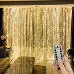 USB Powered Christmas Fairy Curtain Lights with Remote 8 Modes for Holiday Bedroom Wedding Xmas Tree and Window Decorations