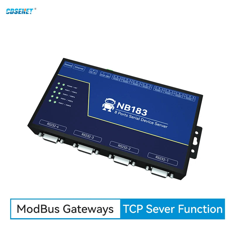 RS485 RS232 to Ethernet Serial Server 8 Way CDSENET NB183-V2 Series TCP UDP MQTT HTTP Modbus Gateway TCP- RTU POE