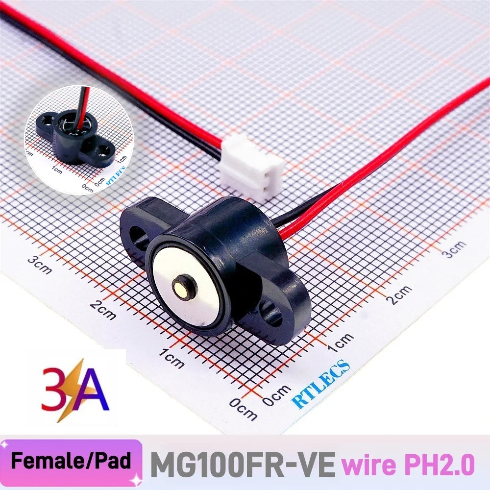 Circular High Current 3A 12V Magnetic Connector Threaded Panel Mount Holes Self-Locking Waterproof Terminals Charging Wire PH2.0