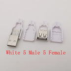 10Pcs USB 2.0 Type A 4 Pin Male Female Assembly Adapter Connector Soldering Type 5V USB-A Plug Socket Charging Data DIY Repair