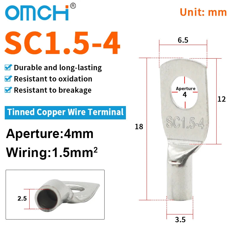 OMCH 5/10/20PCS SC Type Terminals Wire Welding Cable Connector Suit 1.5-50mm2 Cable Crimp Wire Connectors