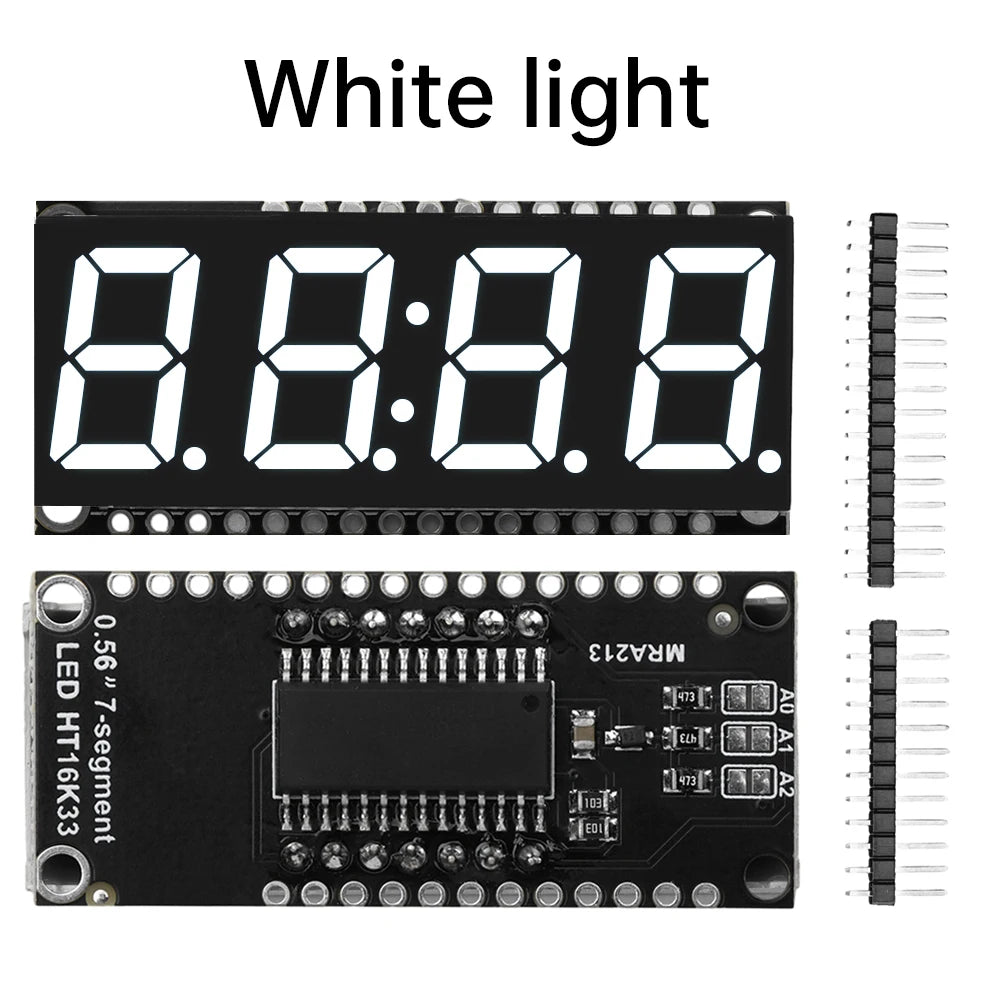 HT16K33 LED Display Module for Arduino 4 Digit 7 Segment 0.56 inch Time Clock Indicator Tube Module Red Blue Green Yellow White