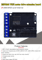 AEAK Node MCU Development Kit NodeMCU + Motor Shield Esp Wifi Esp8266 Esp-12e diy rc toy remote control Lua IoT smart car Esp12e