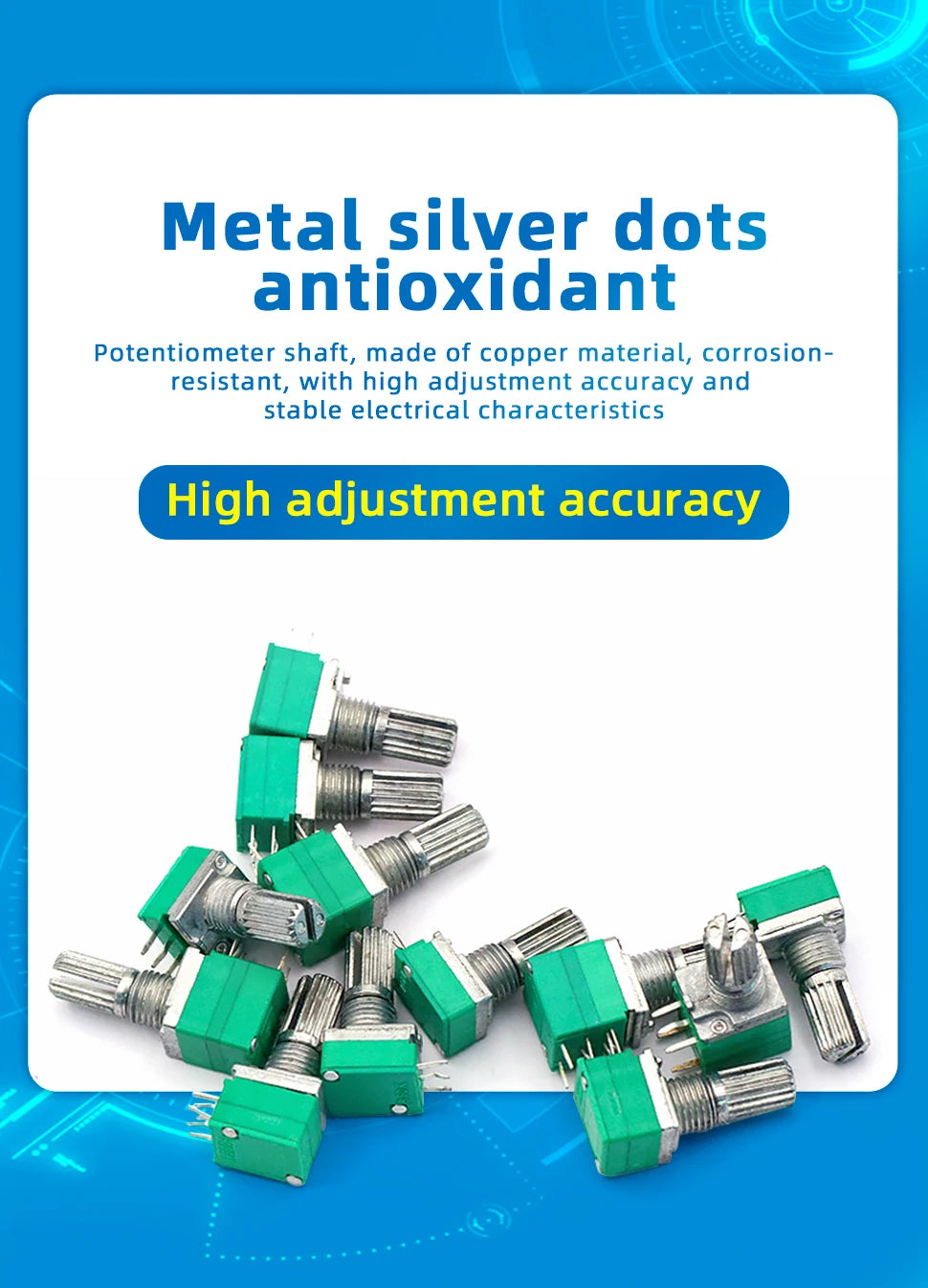 5PCS RK097NS G Single Double Potentiometer B5K/10K/20K/50K/100K Power Discharge Bit Speaker Audio