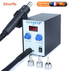 Silverflo Soldering Station 600W 857D+Hot Air Rework Welding Station Heat Gun With Twin-Turbo Blower for BGA SMD SOIC Repair