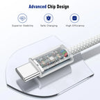 60W Type C to Type C Cable Data Line For Iphone 15 16 17 Samsung Xiaomi Fast Charging USB C to C Cable Type C Data Charger 1m2m