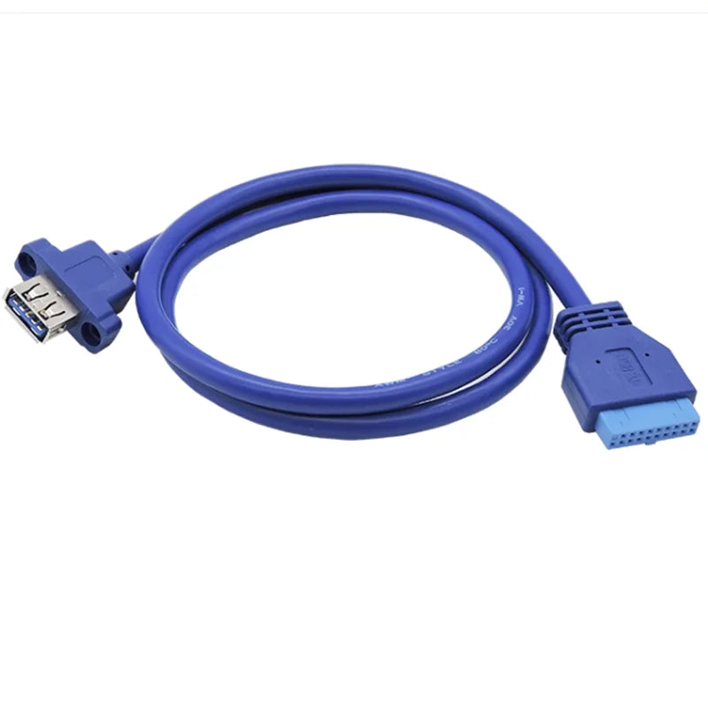 Single Port USB 3.0 Female Screw Mount Panel Type To Motherboard 20Pin Cable 0.5M 50cm