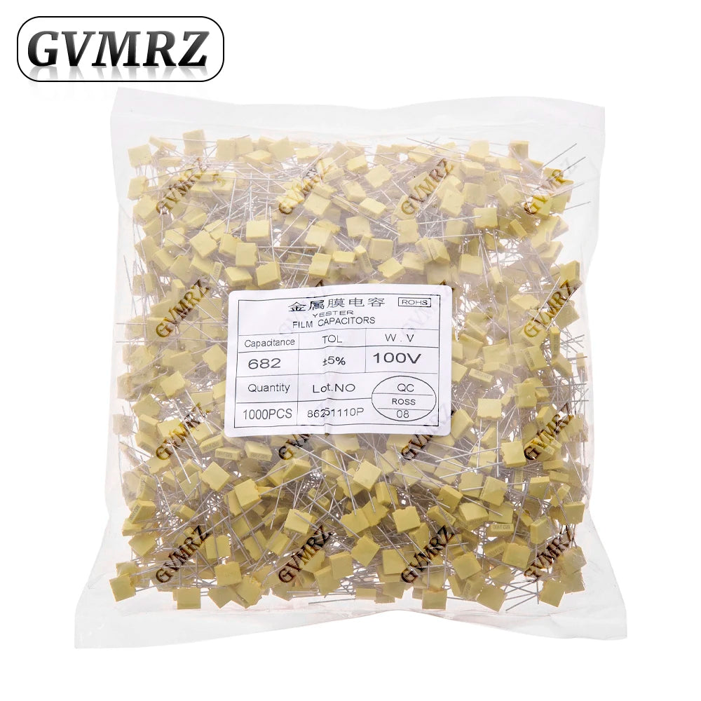 100pcs/1000pcs/20pcs 102J152J 222J 332J 472J Metal film capacitor 1NF 47NF 100NF 220NF capacitor 682J 103J 1.5NF 5NF 22NF