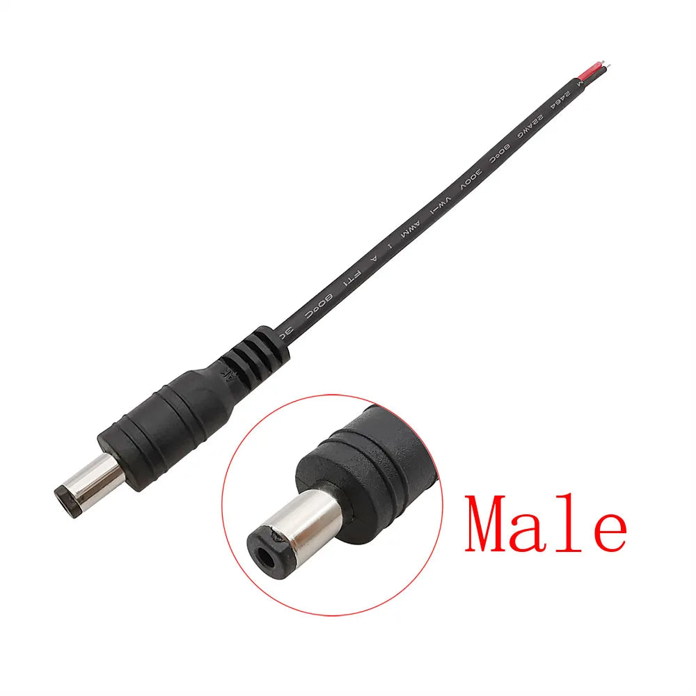 5/10Pcs Black 5.5 x 2.1mm DC Plug Jack Connector Cable Pigtail 12V Male Female 5.5*2.1 DC Adapter for 5050 3528 LED Strip Light