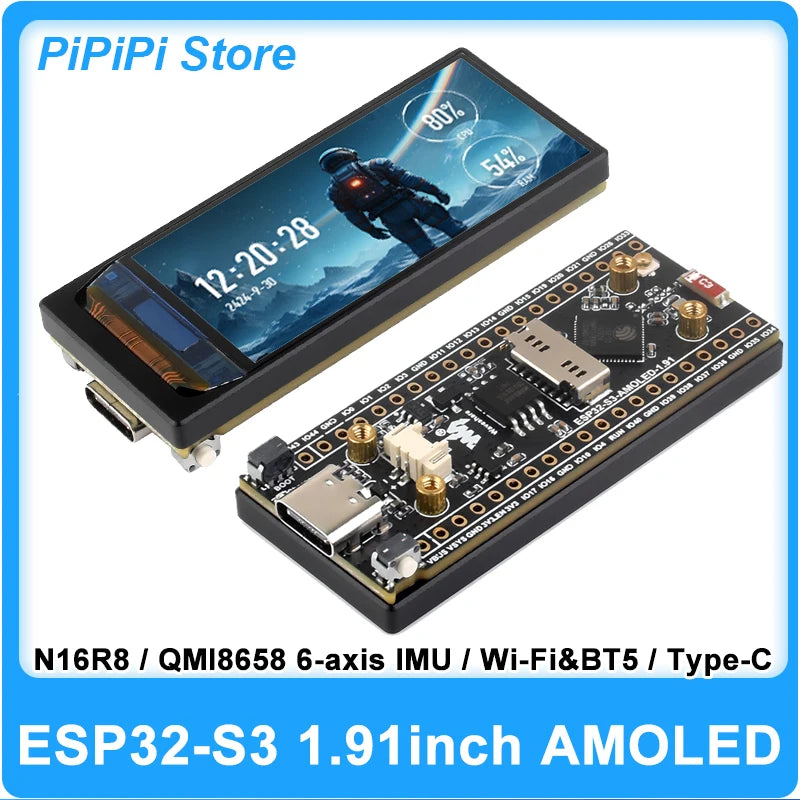 Waveshare ESP32 S3 1.91inch AMOLED Development Board 240x536 WiFi Bluetooth 5 16MB Flash PSRAM 6-Axis IMU Sensor LVGL CNC Case