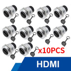 10Pcs Metal D‑Type Panel Mount Socket RJ45 CAT6 HDMI USB3.0 Straight Through Network Connector Module Round Panel Mount Adapter