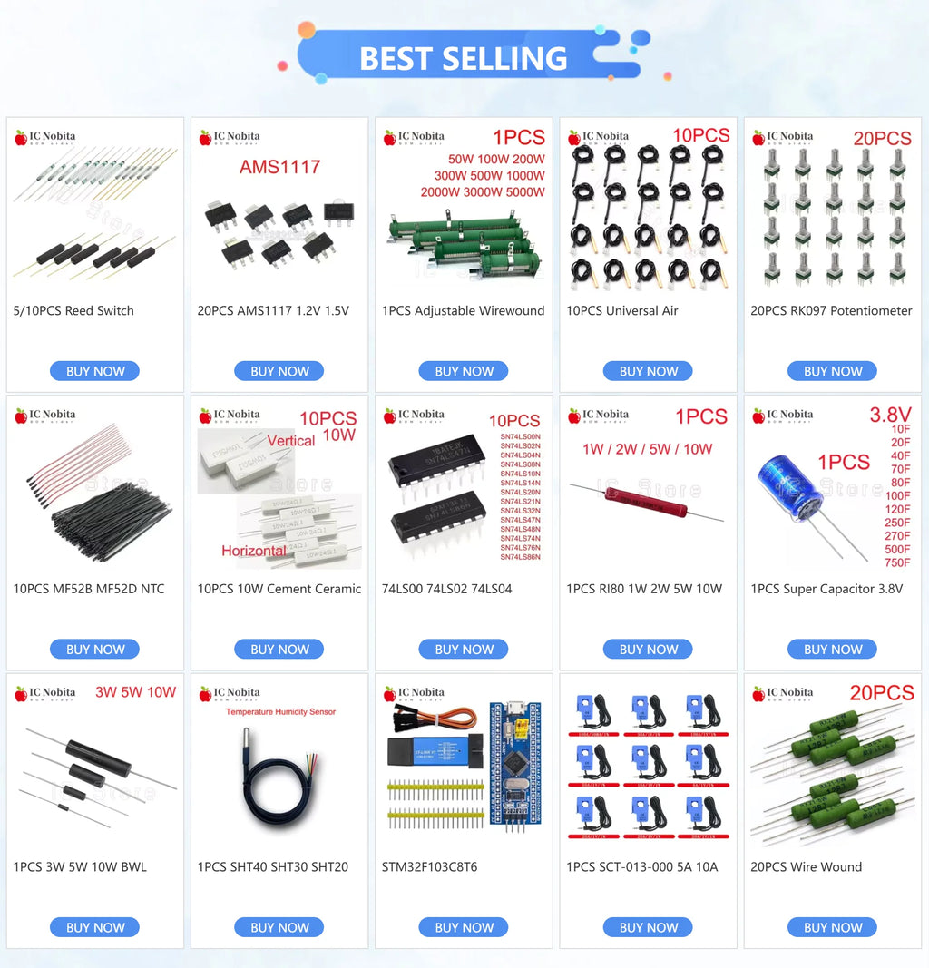 20PCS RK097 Potentiometer Vertical Single Link  B2K 5K 10K 20K 50K 100K 500K 1M Ohm 15mm Gearless 3Pin