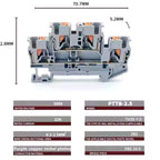 10Pcs PTTB2.5 PTTB-2.5 Push-in Double Level Din Rail Terminal Block 2 Layer 2.5mm² Plug Electrical Wire Connector