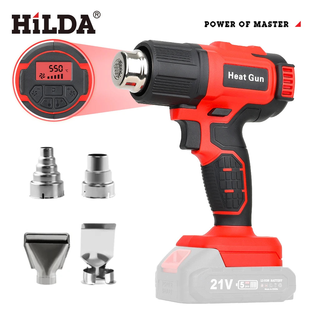HILDA Heat Gun Cordless Hot Air Gun Handheld Electric DIY Heat Gun Temperatures Adjustable For Makita 18V Battery (No Battery)