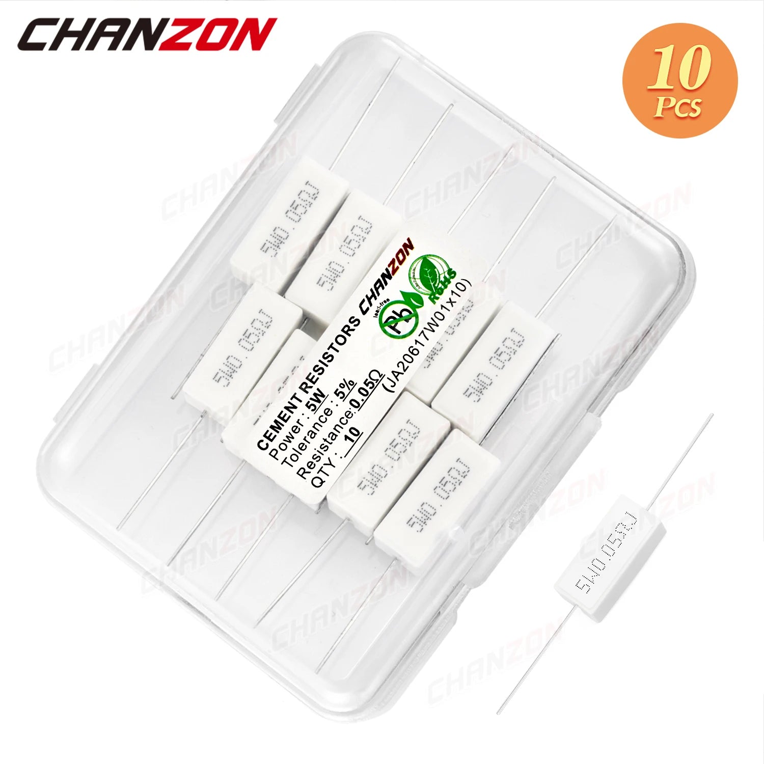 10Pcs 5W 5% Cement Wirewound Resistors 0.1 0.22 0.33 0.47 0.5 10 50 100 330 1K 10K Ohms 5Watt Fixed Wire Wound Ceramic 5 W Watt
