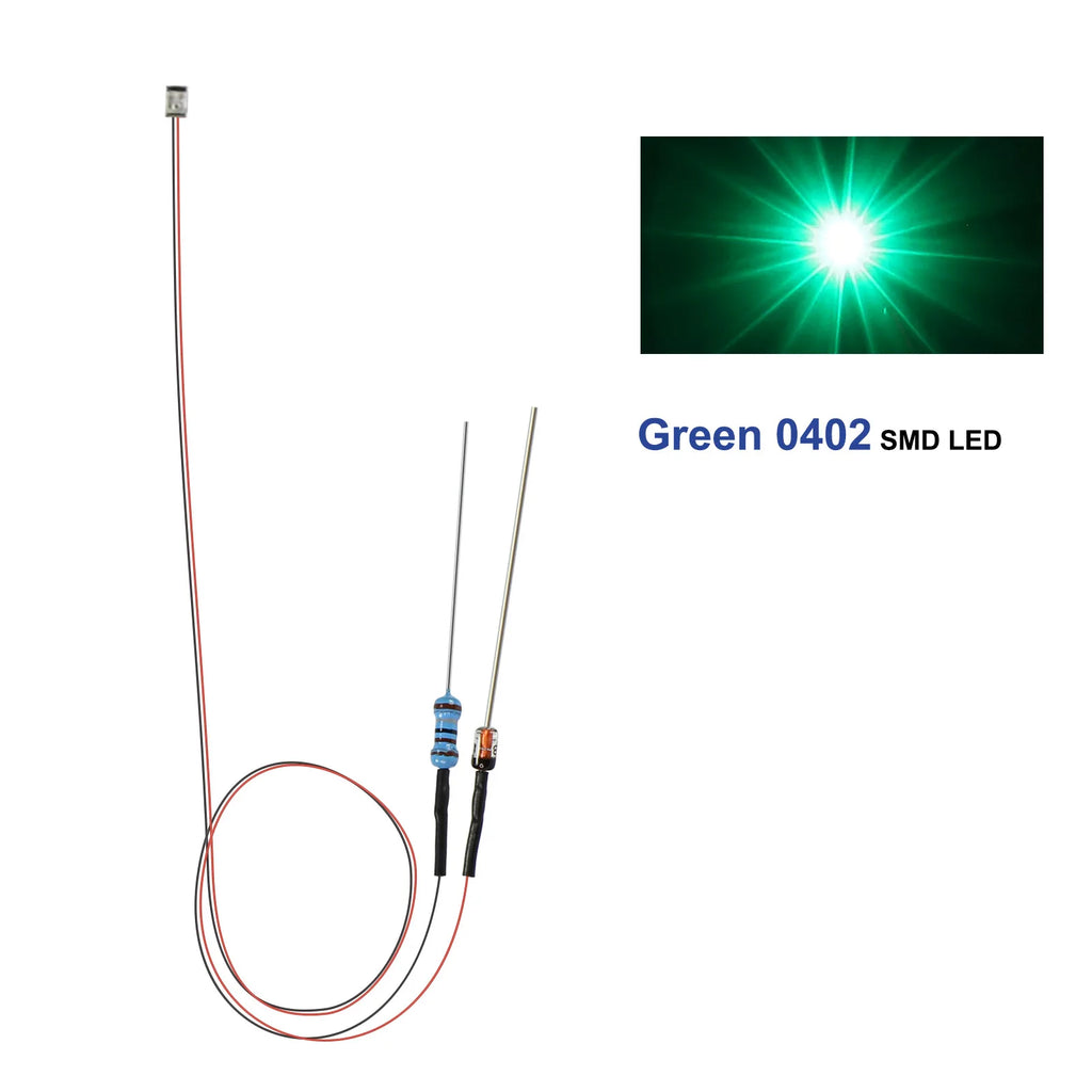 Evemodel 10pcs Pre-wired 0402 0603 0805 SMD LED Lights 50cm Wire with Resistor for 12V AC DC Bright Warm Red Blue Green Yellow