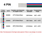 5-100m LED Cable 18 20 22AWG Hookup Wire 6 5 3 2 4pin RGB Extension Cable For LED Strip WS2812B Pixels Light SM JST Connectors