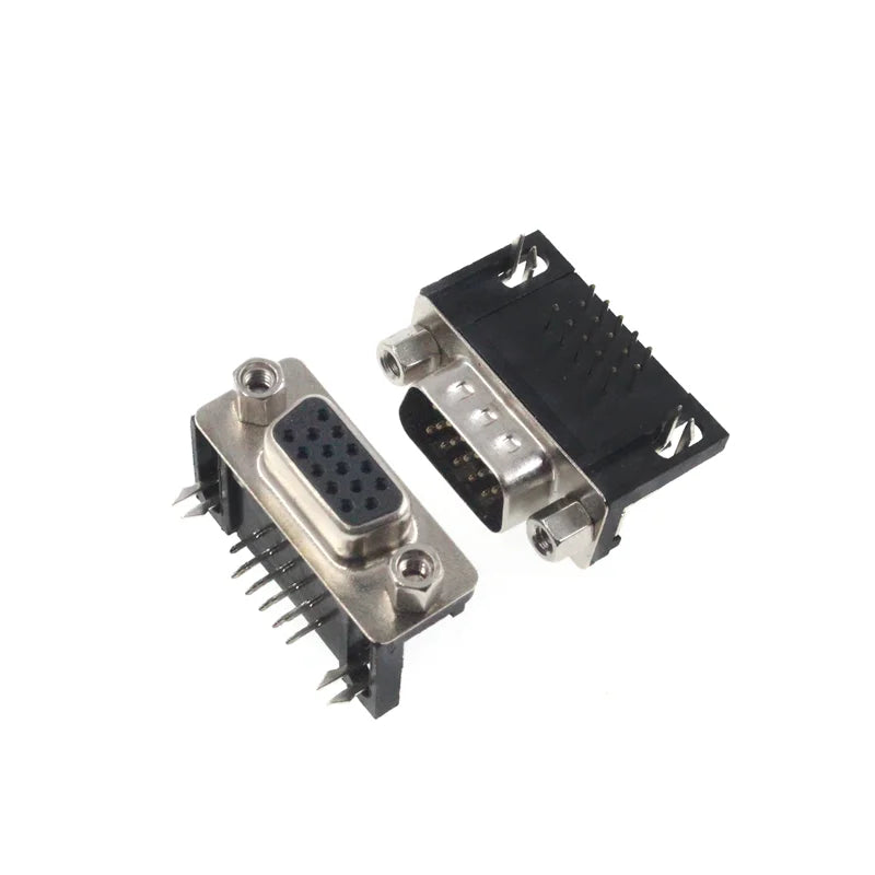 5/10PCS DR15 Female/Male Right Angle Welded D-Sub 15 Pin Connector RS232 Connector 90 Degree Bent Needle DB15