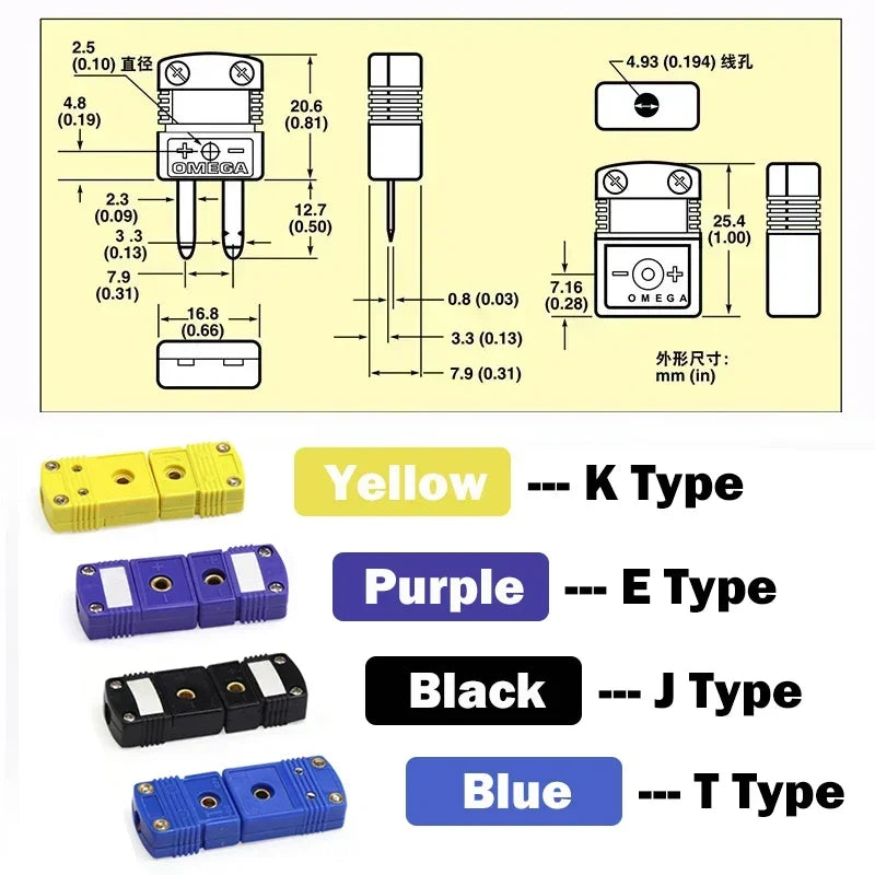 1~100pcs Thermocouple Miniature Socket & Plug Connector K/T/J/E Type Panel Mount Thermocouple Plugs and Sockets Sensor