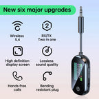 2 In 1 Bluetooth 5.4 Transmitter Receiver Stereo 3.5mm AUX Airplane Audio Wireless Adapter Mic for TV PC Headphone Car Aircraft