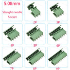 10PCS 2.54/3.81/5.08MM 2EDG 15EDG 2/3/4/5/6/7/8 Pin Screw Terminal Block Connector Pitch Plug+Straight/Curved Needle Pin Socket