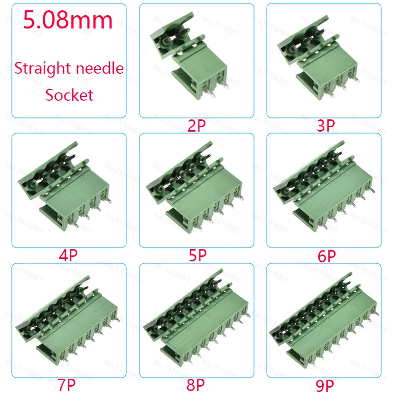 10PCS 2.54/3.81/5.08MM 2EDG 15EDG 2/3/4/5/6/7/8 Pin Screw Terminal Block Connector Pitch Plug+Straight/Curved Needle Pin Socket