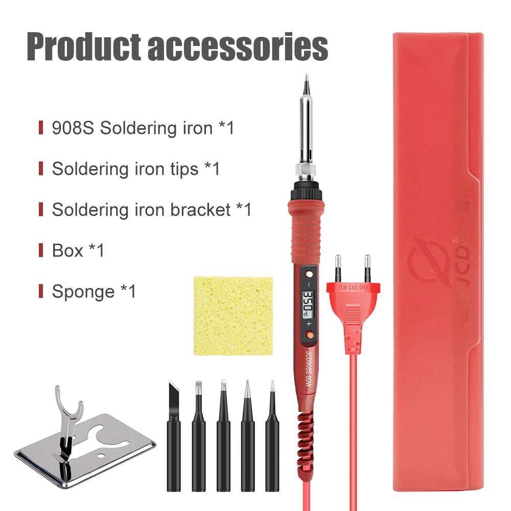 JCD 908S Electric Soldering Iron Kit Set 220V 110V 80W LCD Display Adjustable Temperature Home Handmade DIY Welding Repair Tools