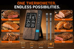 Wireless Meat Thermometer Digital Bluetooth Probe Thermometer Rechargeable with LCD Screen & Mobile APP for BBQ Oven Rotisserie