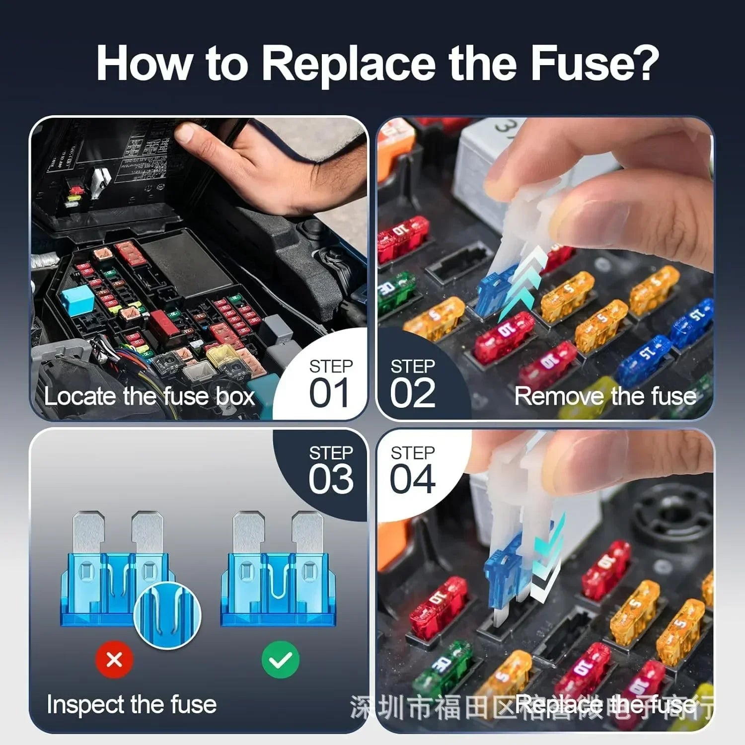 30-200PCS 15A Standard Blade Fuses Kit Automotive Car Fuse Truck ATC/ATO Assortment for RV Boat Trailer