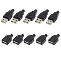 10pcs Type A Male Female USB 4 Pin Plug Socket Connector With Black Plastic Cover Type-A DIY Kits