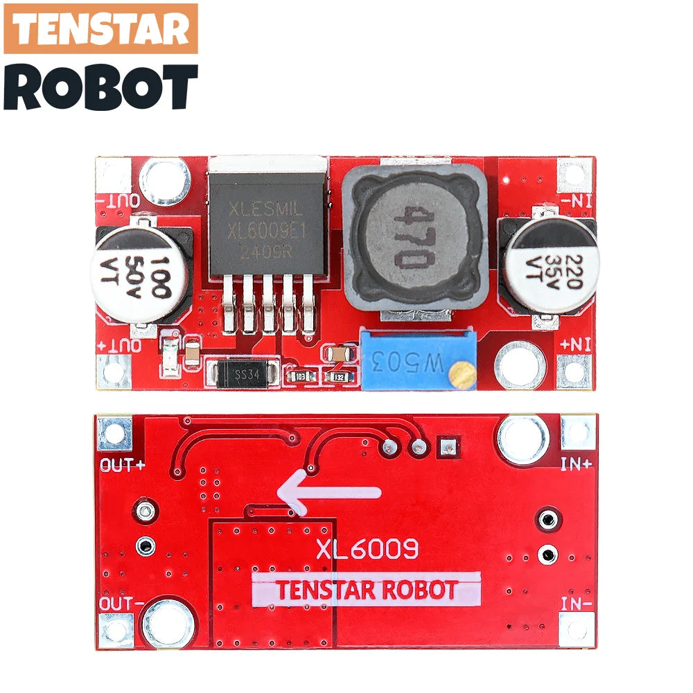 TENSTAR 3pcs XL6009 DC-DC Booster Module Red Board  5-40V 15W Power Supply Output Adjustable Super LM2577 Step-Up
