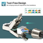 ZoeRax RJ45 Cat8 Cat7 Cat6A Connector Toolless Shielded/Unshielded Ethernet Termination Plug for 23~26AWG STP/UTP Ethernet Cable