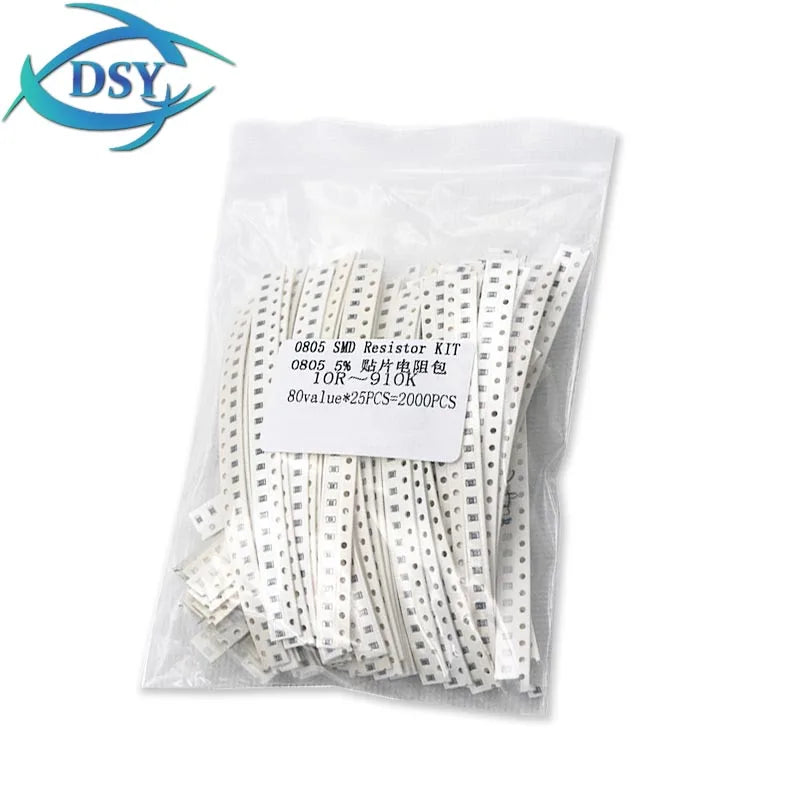 4000PCS 2000PCS 0402 0603 0805 1206 1210 SMD Resistor KITs 1% 5% 10R 100R 220R 330 470R 10K 100K 80Values Resistance Sample Pack