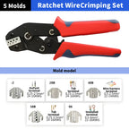 Electrician Pressed Pliers Crimping Tool with Interchangeable Dies Ratcheting Wire Crimper for Electrical Terminals Connector