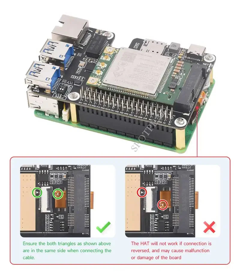 Raspberry Pi 5 PCIe to MiniPCIe 4G Gigabit Ethernet RJ45 USB HUB HAT With LTE Module SIM7600E SIM7600SA-H SIM7600G EC25-AUX EG25