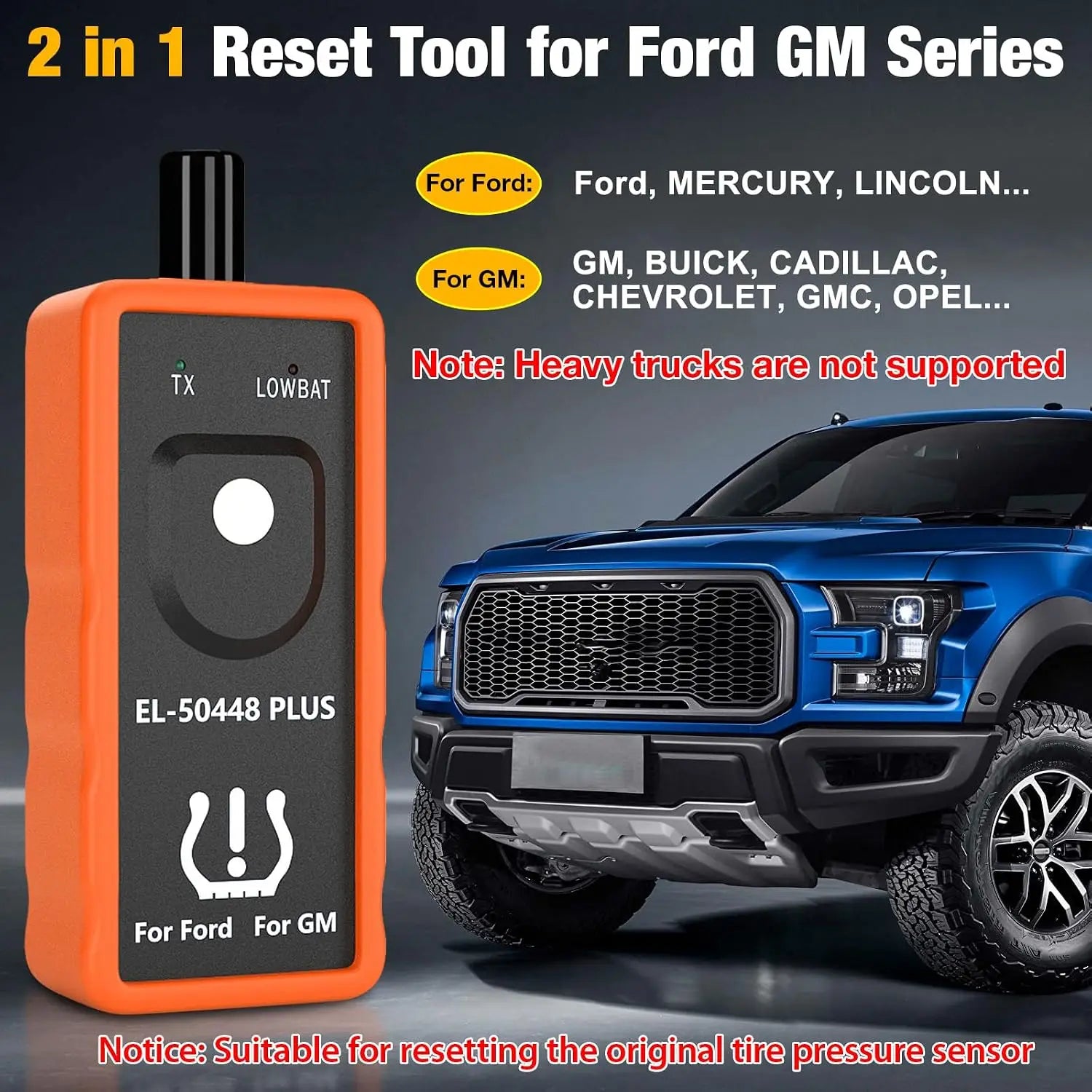 KINGBOLEN EL-50448 Plus TPMS Relearn Tool for Ford GM TPMS Relearn Tool for Ford GM Tire Pressure Monitor Sensor Reset Tool, 2 in 1 Relearn Tool for F150 Lincoln Buick Cadillac