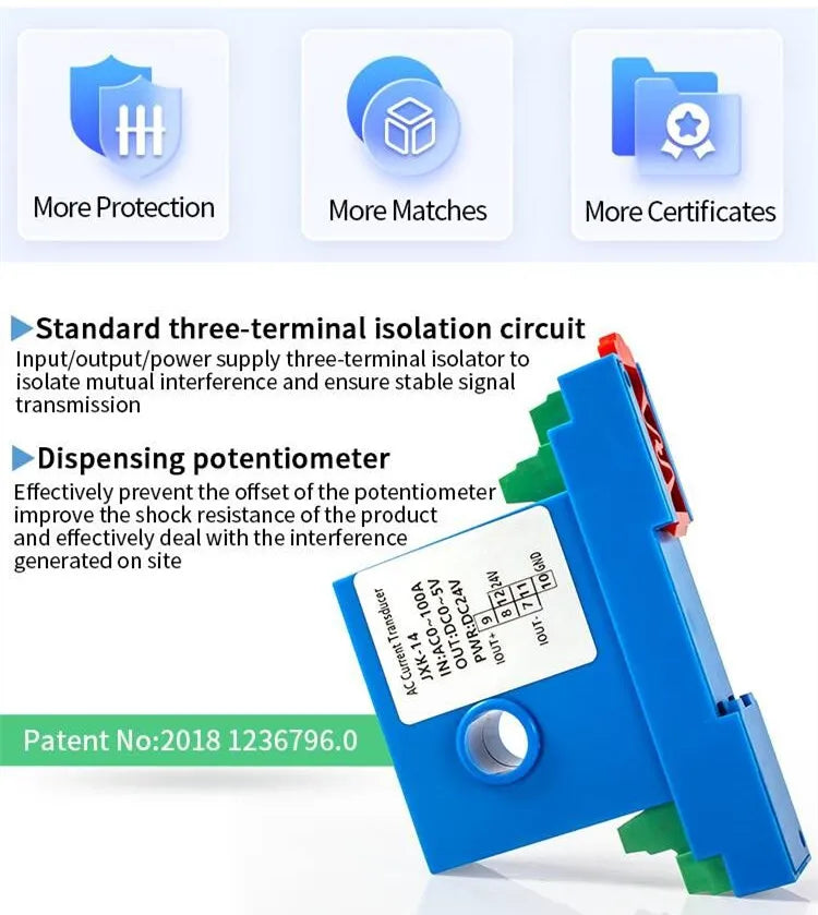 AC DC Current Transmitter 0-150A Current Sensor Hall Current Transducer 4 20ma RS485 DC24V AC Current Transmitter RS485