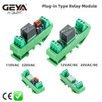 GEYA Pluggable Relay Module 1 Channel AC/DC 24V 12V 110V 220VAC Din Rail Mounted GSM Relay Control Timer Module